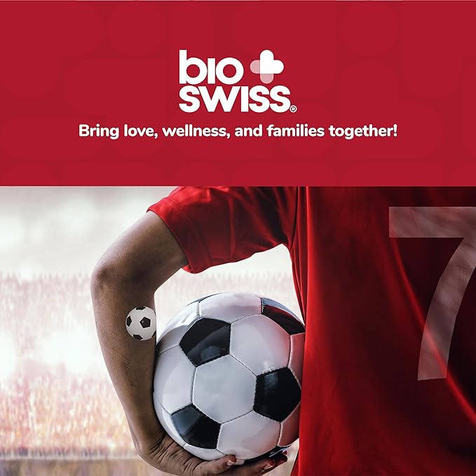 BioSwiss Bandages, Soccer Ball Shaped Self Adhesive Bandage, Latex Free Sterile Wound Care, Fun First Aid Kit Supplies for Kids, 24 Count