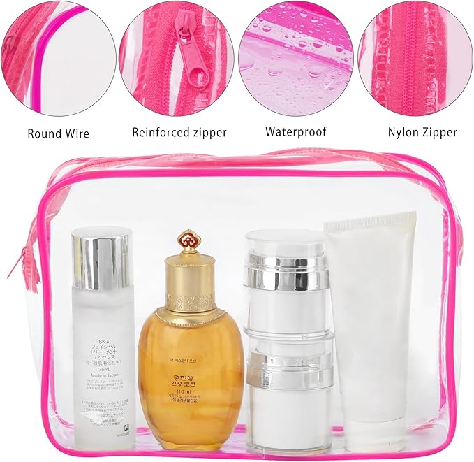 Tbestmax 10 Pack Clear Cosmetic Bags Makeup Bags Portable Waterproof TSA Approved Travel Toiletry Bags Organizer