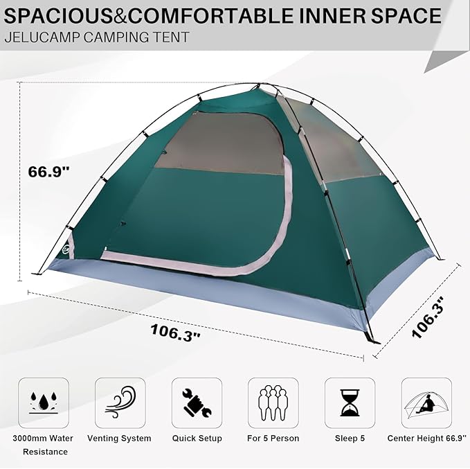 1/2/4/5/6 Person Dome Tents for Camping, Lightweight Portable Backpacking Tent, Small Easy Set Up Outdoor Waterproof Camping Hiking Tent for Adults