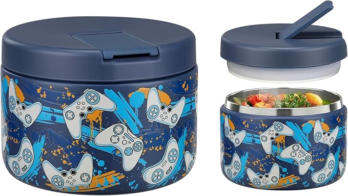 12oz Kids Soup Thermo for Hot Food Insulated Vacuum Food Jar with Buckle Lid, Stainless Steel Wide Mouth Leak Proof Lunch Container for School Travel 1 Pack