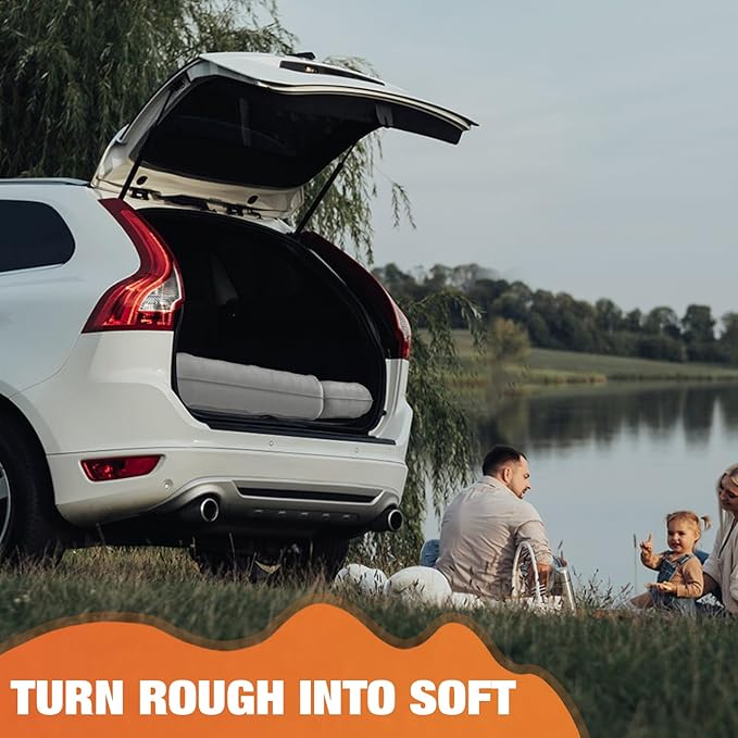 Car Air Mattress Back Seat: Inflatable Car Mattress for Back SUV, Car Beds Thickened Camping Air Mattress with Air Pump, Portable Car Travel Sleeping Mattres for Truck, SUV, Sedan(Grey)