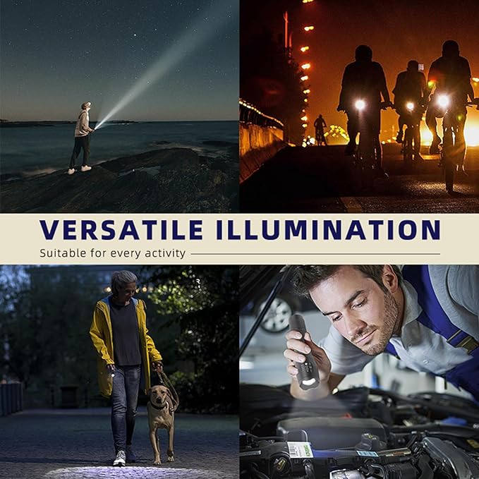 6 Pack LED Rechargeable Flashlight, Super Bright Small Mini Camping Flashlights Zoomable Beam, Convenient USB C Charging for Camping Hiking Outdoor Home Emergency