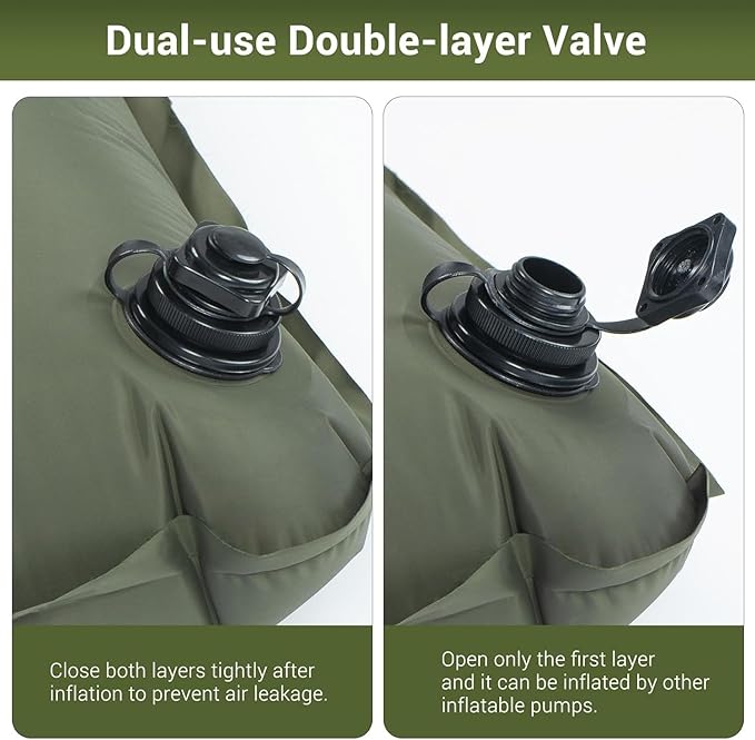 Elegear Double Sleeping Pad for Camping, 4" Ultra-Thick Self Inflating Camping Pad 2 Person with Pillow Built-in Foot Pump, Portable Camping Sleeping Mat for Backpacking, Hiking, Tent(Army Green Full)