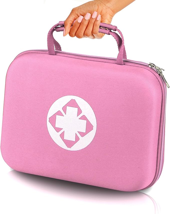 300PCS Home First Aid Kit for Hiking Car Home Emergency Kit First Aid Bag Multiple Purpose Outdoor Backpacking Gear for Disaster Preparedness Pink