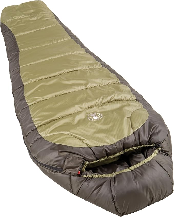 Coleman North Rim 0°F Big & Tall Sleeping Bag, Cold-Weather Mummy Sleep Sack with No-Snag Zipper & Adjustable Hood for Warmth & Ventilation