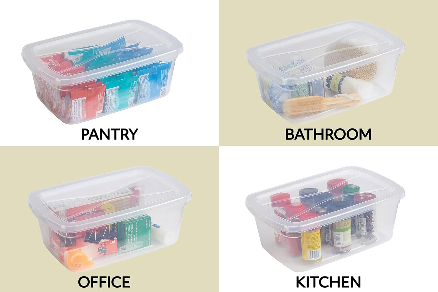 Rubbermaid Cleverstore 6 Qt Clear Storage Bins with Lids, 12-Pack, Stackable, BPA-Free, Made in USA