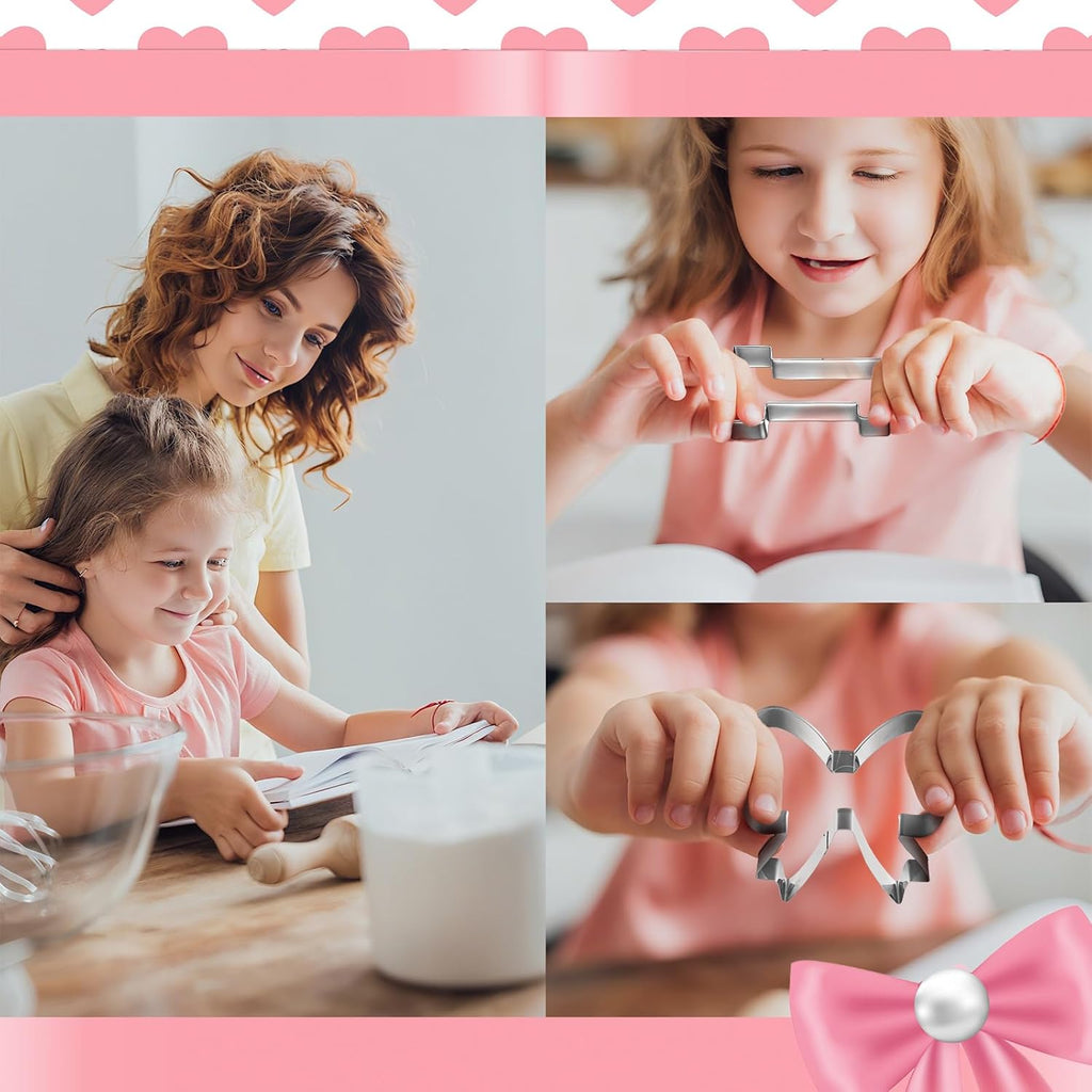 Honeydak 2 Pcs 5 Inch Bowknot Cookie Cutter Number One Cookie Cutter Bow and Number 1 Baking Mold Metal Pancake Fondant Cake Mold for First Birthday First Anniversary Party Baking Supply