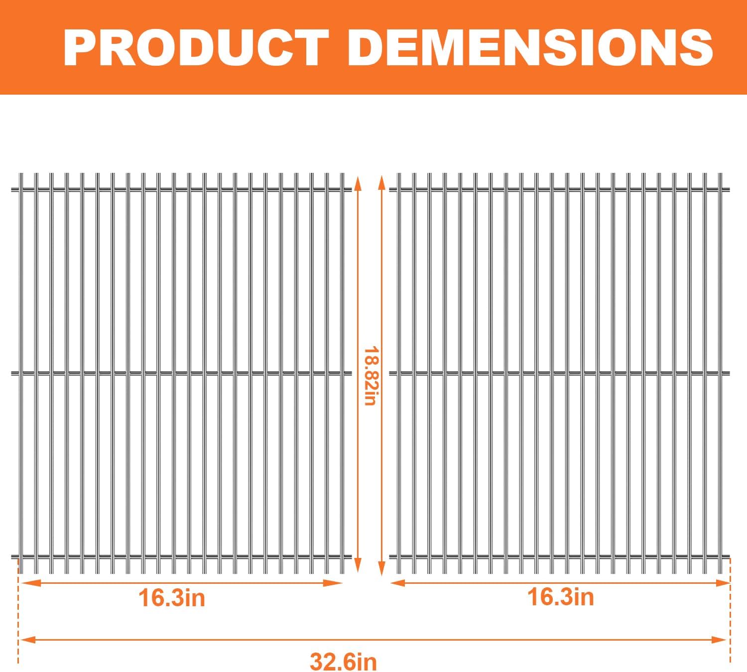KEESHA 304 Food Grade Stainless Steel Grates Insert for Weber Crafted Genesis II 400 Series Grill Grates for Weber Genesis ll E-410/S-410, LX E-410/LX E-440, E435/S 435, SE-410, LX 440/LX S-440