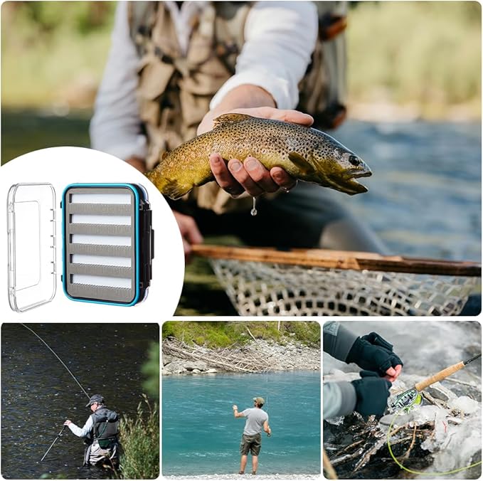 Fly Box for Fly Fishing Waterproof Double Clear Fly Fishing Tackle Box Jig Lure Storage Box
