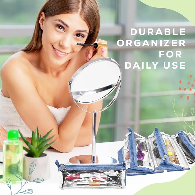 4-in-1 Hanging Toiletry Bag | Roll-up Makeup Organizer With 4 Detachable PVC Zip Pouches| Travel Toiletry Bag, 600D Oxford Fabric Material Organize Make up, Cosmetics