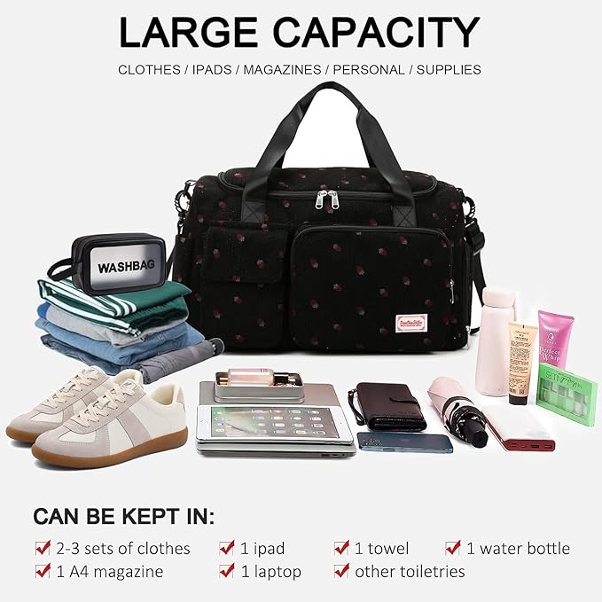 Small Gym Bag for Women, Travel Duffle Bag Carry On Weekender Bag with Shoe Compartment
