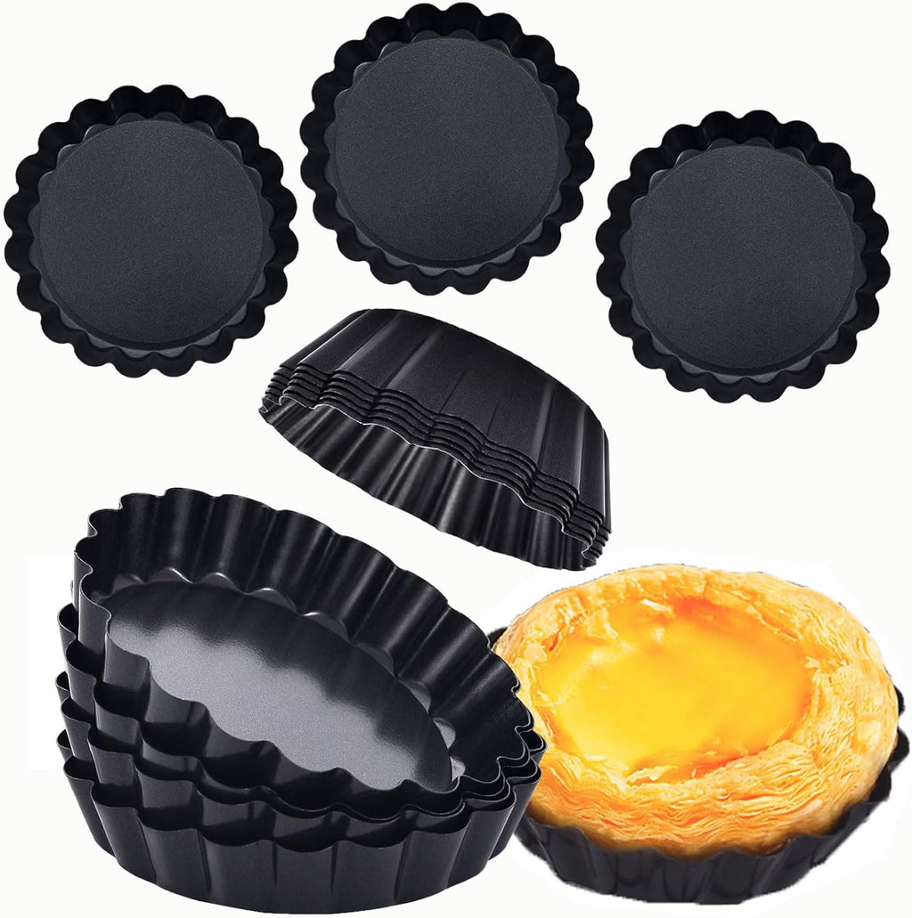 Mini Tart Pans 4 Inch with Removable Bottom, Nonstick Quiche Pan Fluted Carbon Steel Pie Tart Pans for Baking Tartlets, Mousse Cakes, Tart Shells – Set of 7