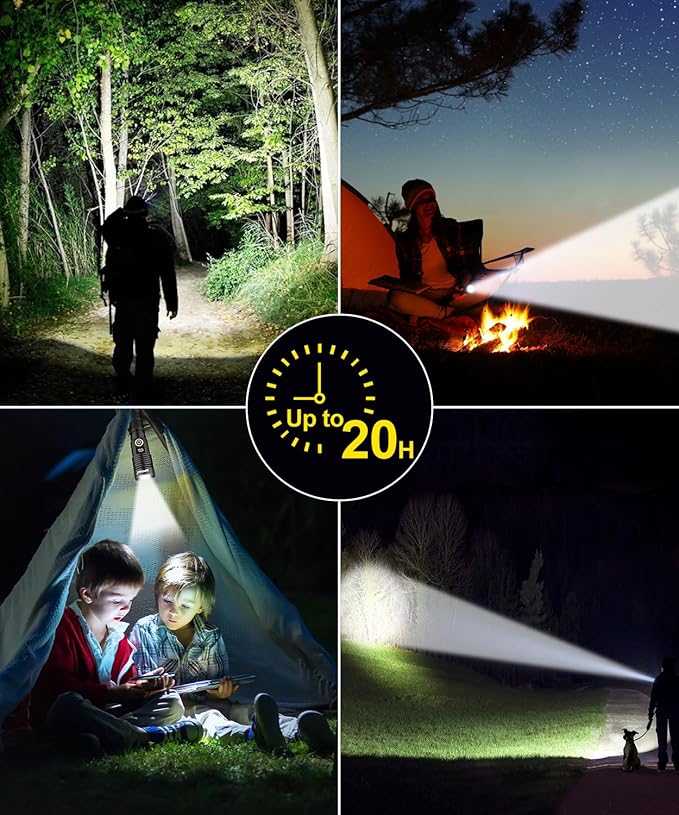 Rechargeable Flashlight High Lumens-12000LM Super Bright Magnetic Flash Light with Power Digital Display,3280Ft Long Range,Dimmable,Waterproof,Pocket LED Flashlights for Emergency Camping 2PC Red