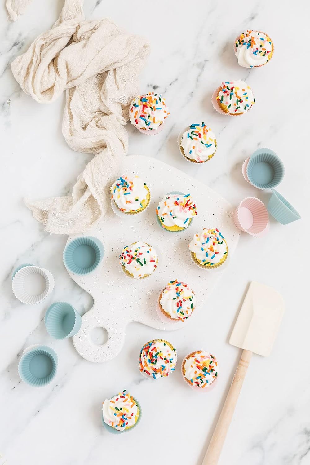 The Silicone Kitchen Reusable Silicone Baking Cups Silicone Muffin Liners for Cupcakes, BPA Free, Mini, 24 Pack, Pink Gray Blue