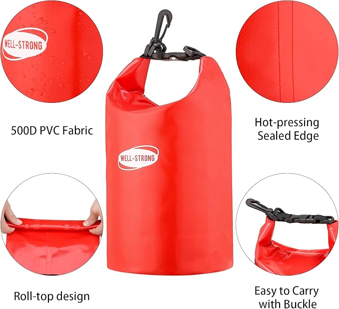 Waterproof Boat First Aid Kit - 3L Roll Top Emergency Medical Supplies for Kayaking, Marine Safety & Survival Gear with 234pcs Accessories Red