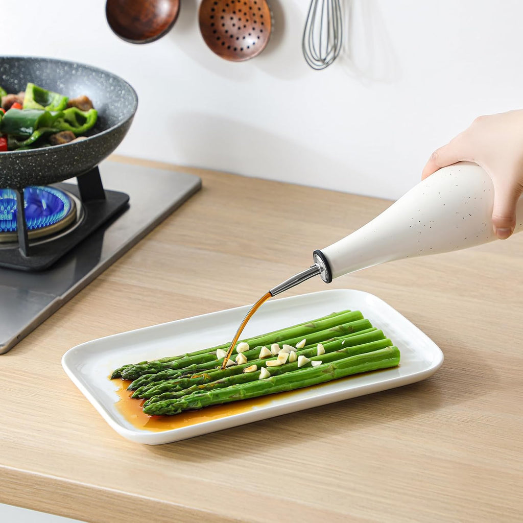 vancasso 16 Oz Ceramic Olive Oil Dispenser Bottle, Bottle Dispenser with Spout and Funnel for Kitchen,Suitable for Oil, Vinegar, Coffee Syrups & Other Liquids，Cream