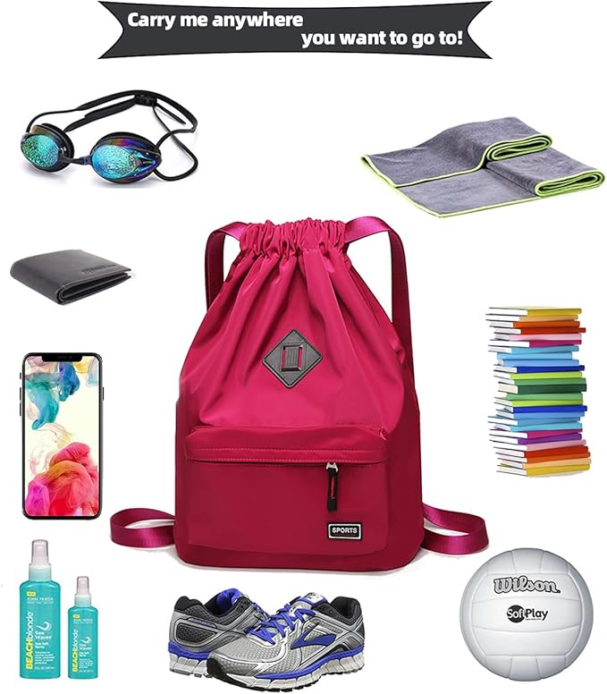 Peicees Waterproof Drawstring Sport Bag Lightweight Sackpack Backpack for Men and Women