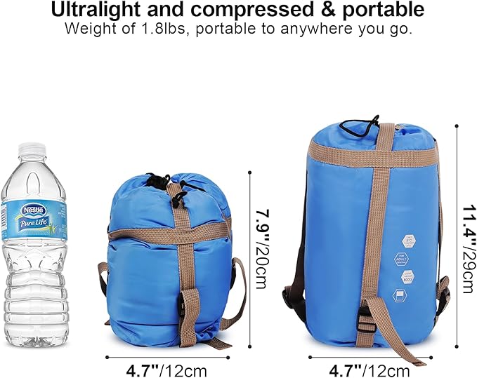 REDCAMP Ultra Lightweight Sleeping Bag for Backpacking, Comfort for Adults Warm Weather, with Compression Sack
