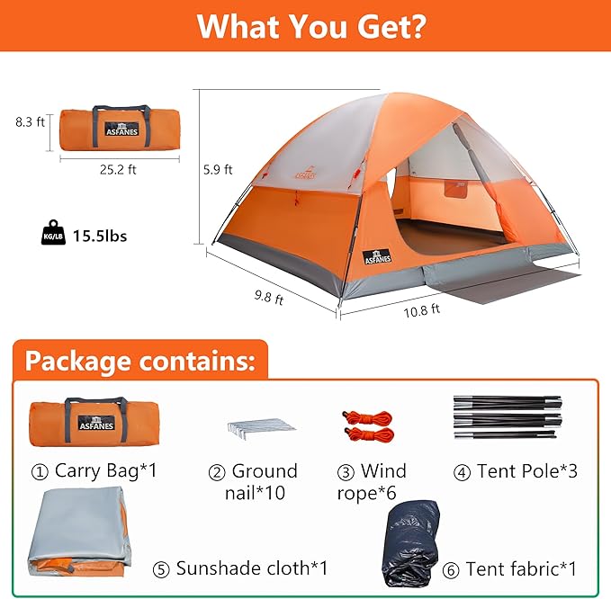 2-12 Person Tents for Camping Waterproof, Backpack Double Layer Tents, Perfect Picnics, Fishing and Backyard Camping