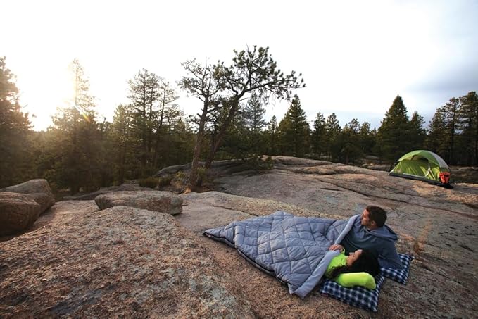 Coleman 45°F Double Sleeping Bag Queen Size XL Sleeping Bag with Big & Tall Design 2 Bags When Zipped Apart 3-Layer Comfort with Snag-Free Zipper & Stuff Sack Machine Washable