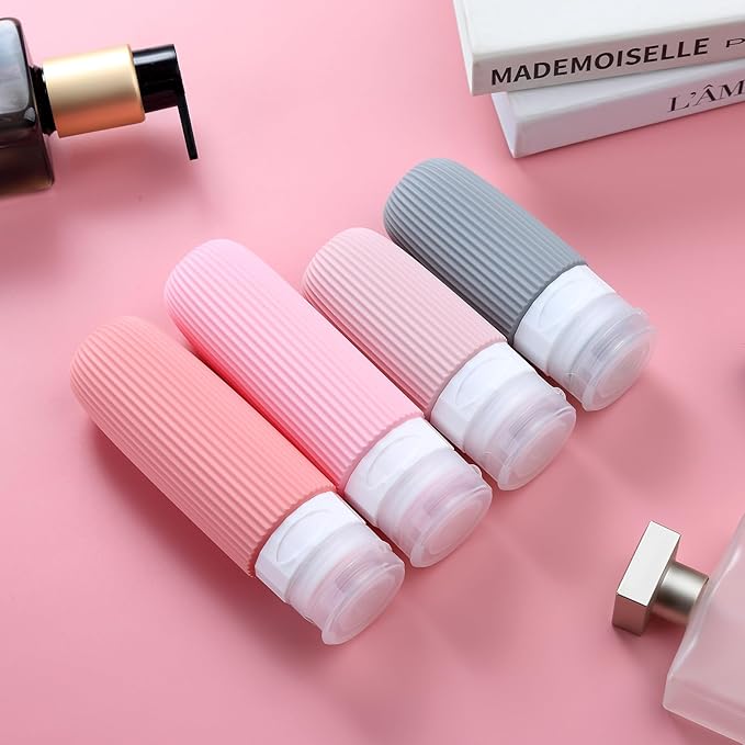 16 Pack Travel Bottles Set, TSA Approved Leak Proof Silicone Squeezable Containers for Toiletries, Refillable Travel Accessories for Conditioner, Shampoo, Lotion & Body Wash Accessories