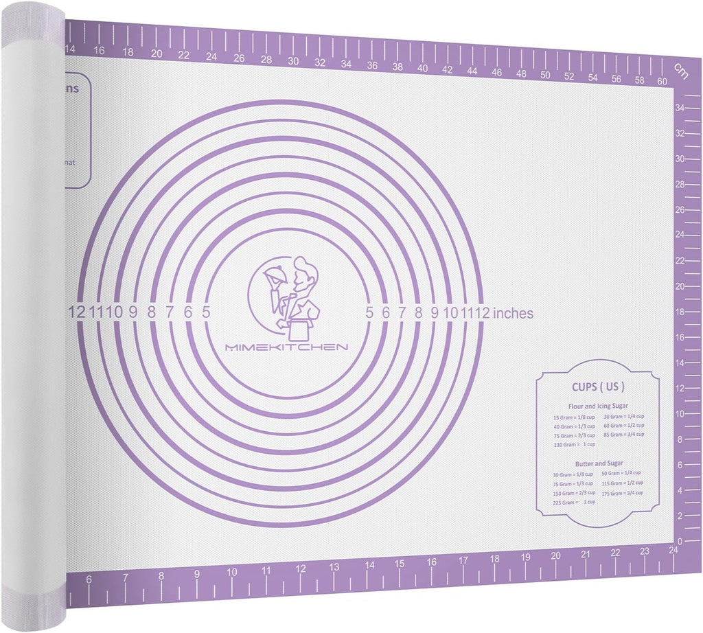 Non Stick Pastry Mat,Extra Large Silicone Baking Mat with Measurement, Food Grade Dough Rolling Mat for Making Cookies Macarons Bread Pie Crust, Easy to Clean& Multi-Purpose
