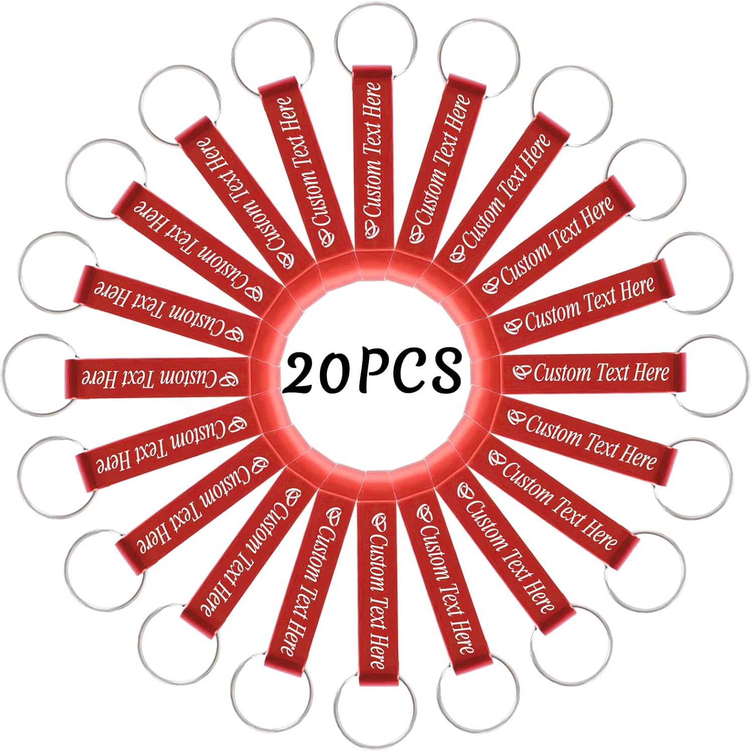 20PCS Personalized Bottle Opener Keychain Bulk Custom Beer Bottle Opener with Logo Text Engraved Wedding Bottle Opener Favors Customized Gifts for Guests Baby Shower Birthday Party-Red