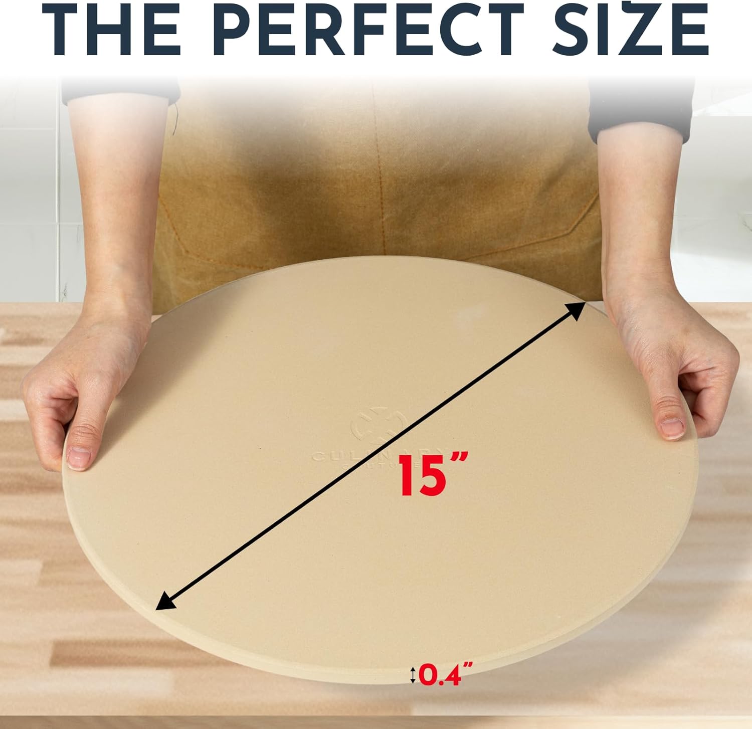 Culinary Couture 15 inch Round Pizza Stone for Oven - Large Pizza Stone for Grill, Cordierite Stones for Bread, Calzone, Cookies - Pizza Making Kit