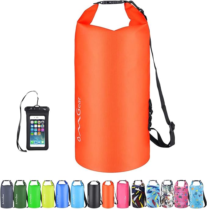 OMGear Waterproof Dry Bag Backpack Phone Pouch 40L/30L/20L/10L/5L Floating Dry Sack for Kayaking Boating Outdoors Activities
