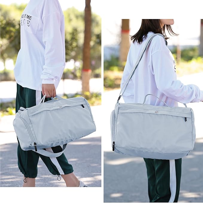 Sports Gym Bag for Women, Travel Workout Duffel Overnight Shoulder Bags with Shoes Compartment and Wet Pocket Lightweight Weekend Waterproof Blue