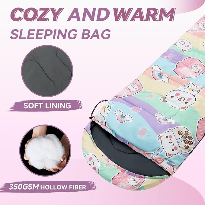 Kids Sleeping Bag for Camping - Lightweight 3 Season Backpacking Sleeping Bag, Compact Child Sleeping Bag for Girls and Boys, Waterproof Youth Sleeping Bag for Outdoor by Croosseoutdoors