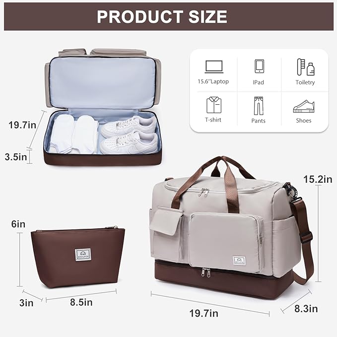 Small Gym Bag for Women, Travel Duffle Bag Carry On Weekender Bag with Shoe Compartment
