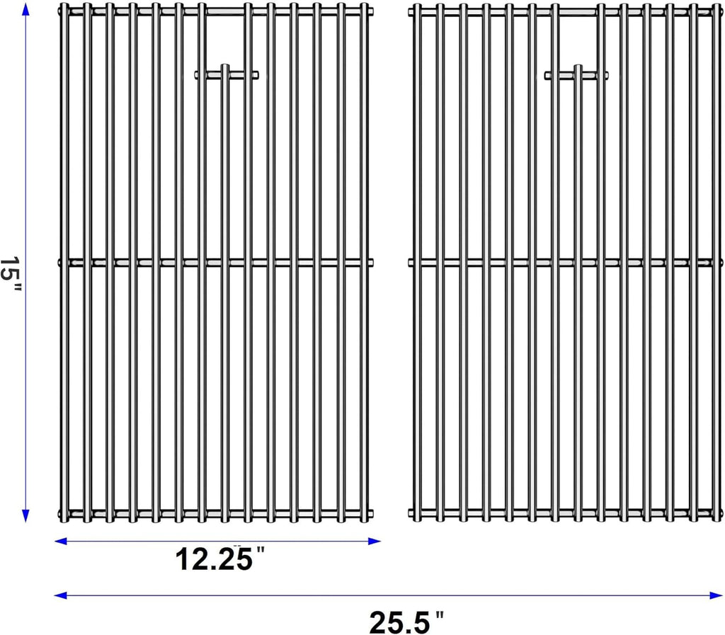 15 Inch Grill Cooking Grates Replacement for Broil-Mate 165154 195554, Broil King 986557, 9869-54 9869-57, Signet, Crown, Huntington, Sterling 1155-54, Stainless Steel Grids, 15" D x 25.5" W
