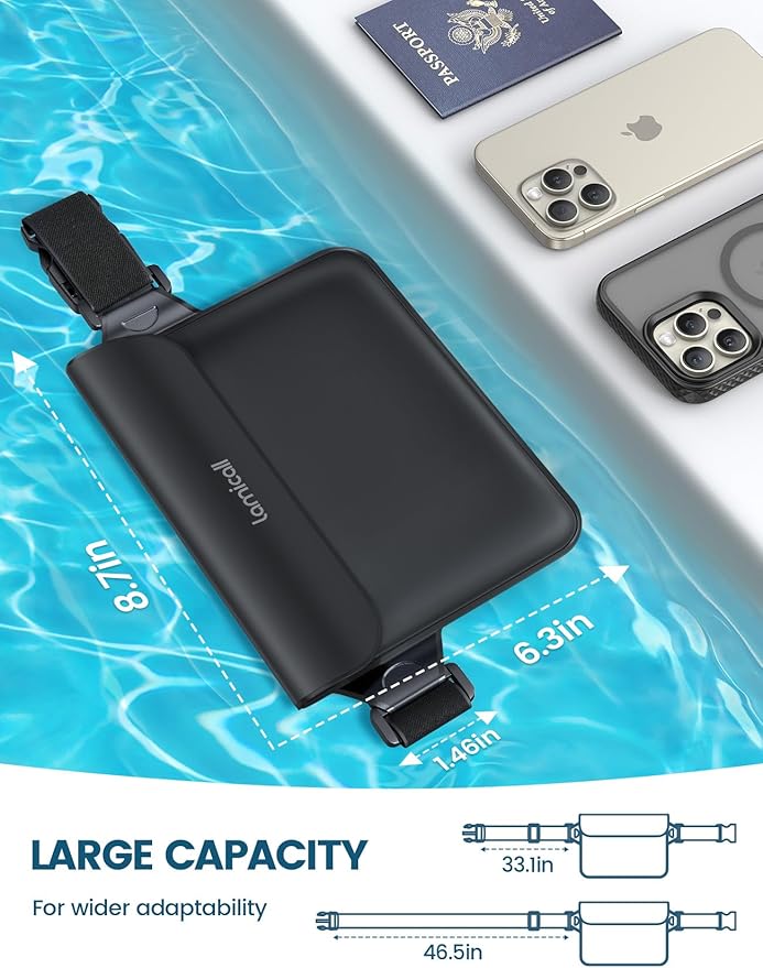 Lamicall [2Pack] Waterproof Fanny Packs, Dry Bag Pouch - [Elastic Waist Strap] Phone Waterproof Waist Pouch Dry Bag, Beach, Kayaking, Swimming, Cruise Essentials, 8.7” for iPhone 16 15 14 13 Pro Max