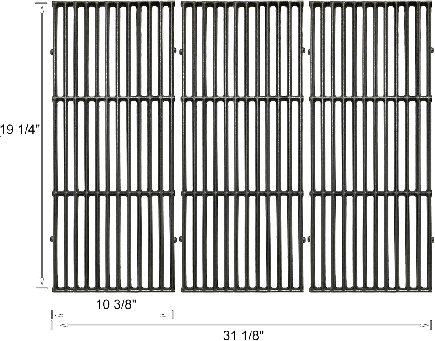 C6522C(3-Pack) 19 1/4" Cast Iron Cooking Grid Grates Replacement for Brinkmann 810-8500-S, 810-8501-S, 810-8502-S, Charmglow 720-0396, 720-0536, 720-0578, 810-8500-S