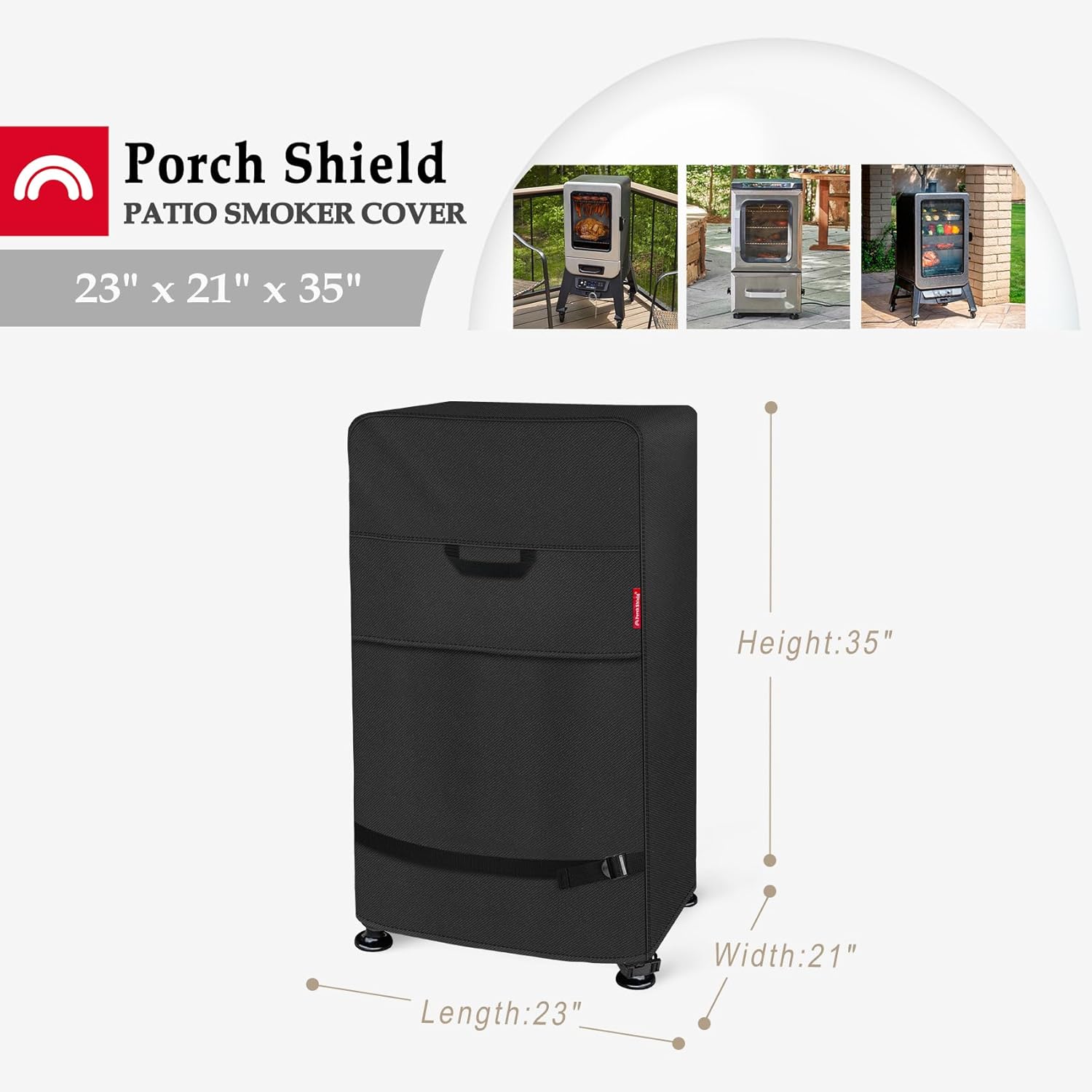 Porch Shield 30 Inch Electric Smoker Cover for Masterbuilt Smoker, Waterproof Heavy Duty Outdoor Smoker Grill Covers 23W x 21D x 35H inch, Black