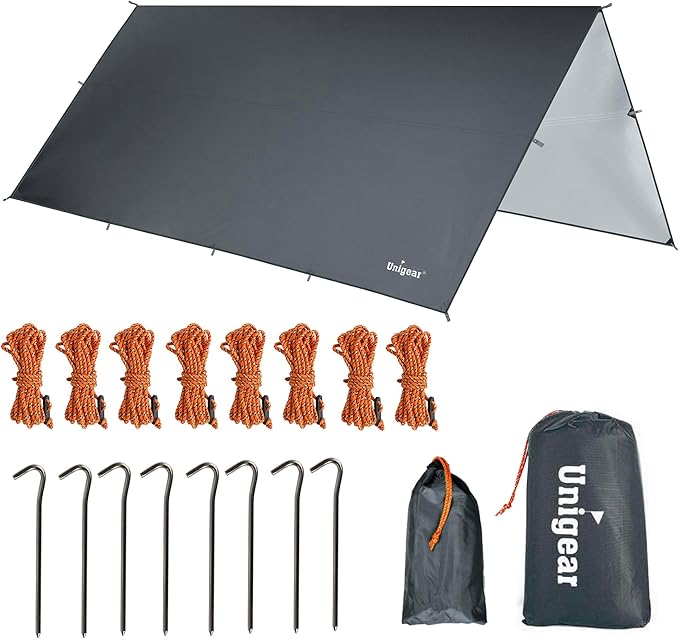 Unigear Hammock Rain Fly Waterproof Tent Tarp, UV Protection and PU 3000mm Waterproof, Lightweight for Camping, Backpacking and Outdoor Adventure