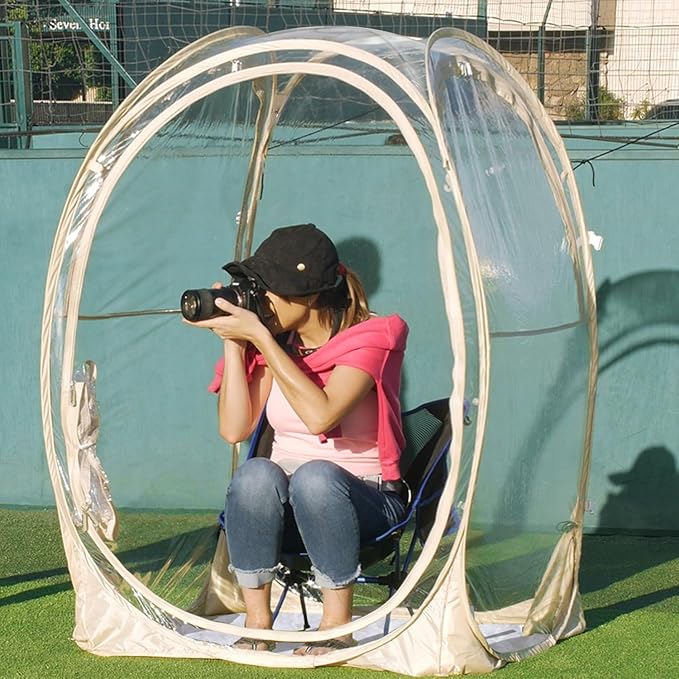 EighteenTek Pod All Weather Sports Tent with Sealed Floor - Instant Tent Shelter - Outdoor Bubble Tent - Rain Tent Camping Sun Shelter Pop Up Clear, Patent Pending for Sports Events Fishing Cheering