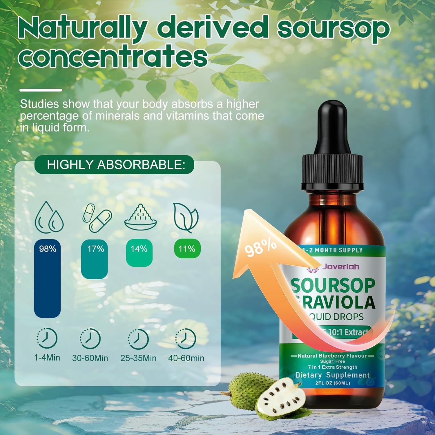 2 Pack Soursop Graviola Leaf Extract Liquid Drops Supplement with Irish Sea Moss & Turmeric for Cellular Support, Immune System Boost, Liver Health, Soursop Bitters Liquid 60-Day Supply 4 FL OZ
