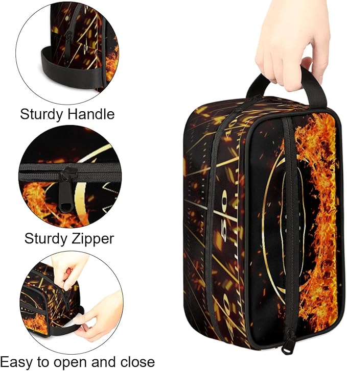 Rugby in Fire Boys Toiletry Bag for Kids Dopp Kit Waterproof Hanging Wash Bag Cosmetic Bag Medicine Bag for Travel Sports Shower Essential