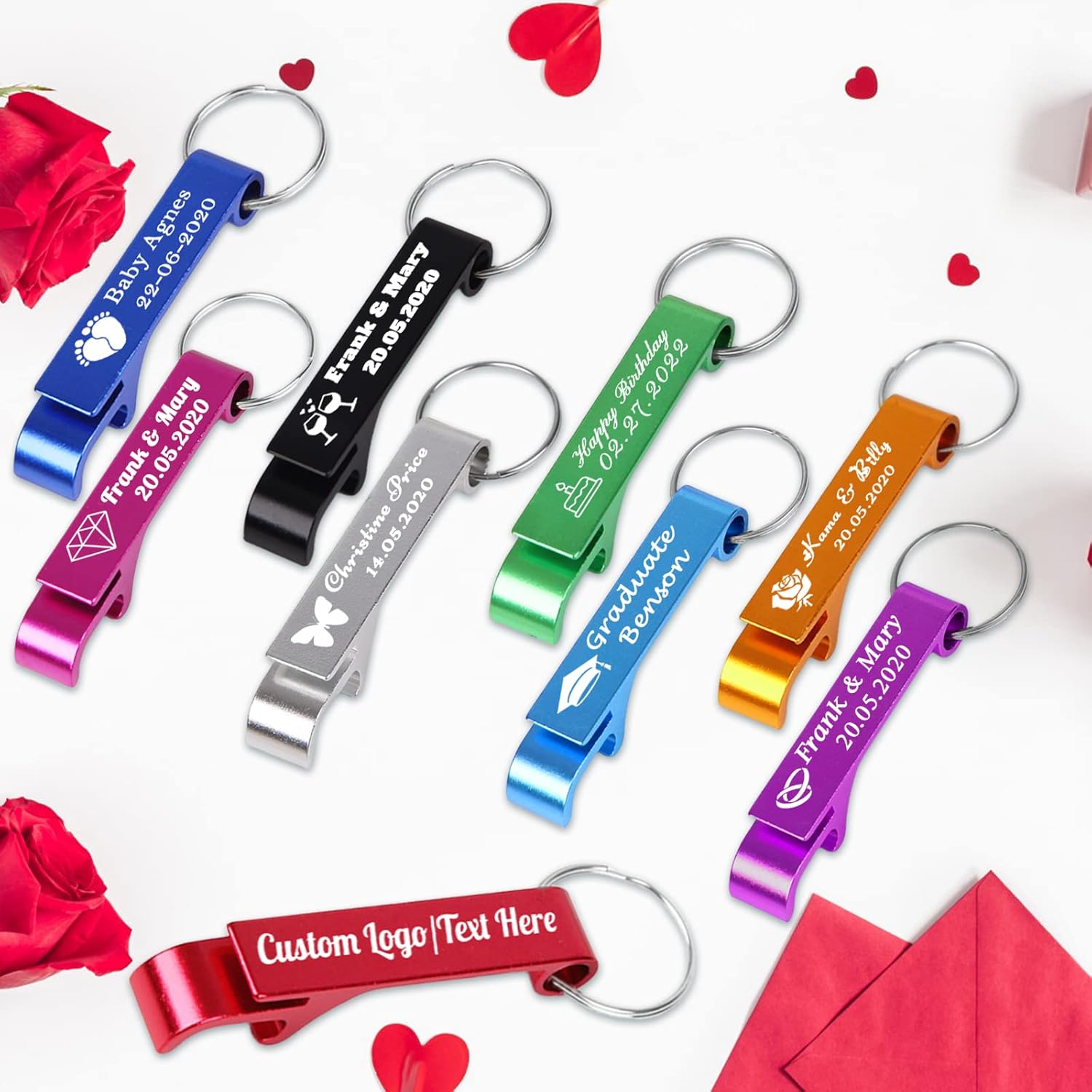 30PCS Personalized Bottle Opener Keychain Bulk Custom Beer Bottle Opener with Logo Text Engraved Wedding Bottle Opener Favors Customized Gifts for Guests Baby Shower Birthday Party-Gold