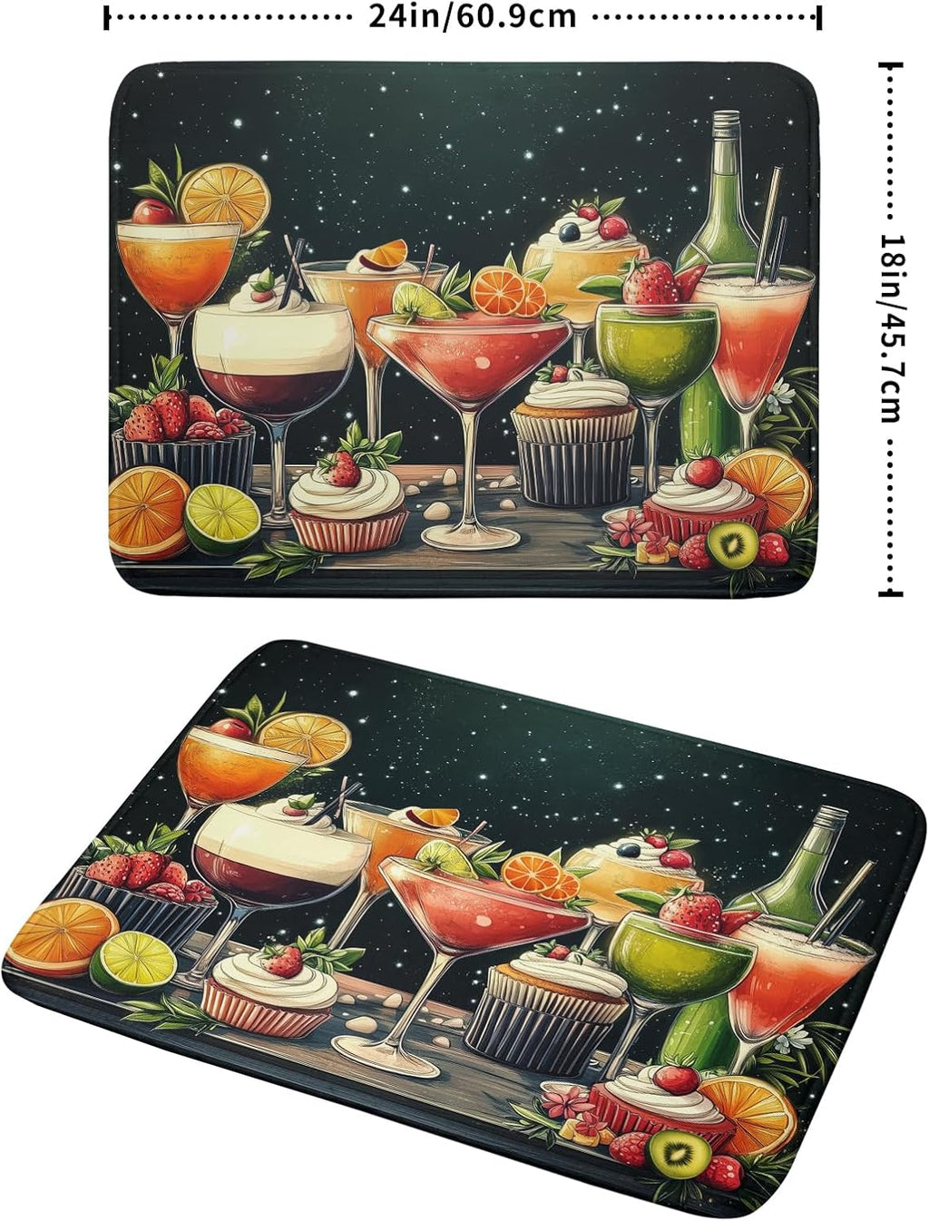 Wine Glass Dish Drying Mat - Summer Party Absorbent Microfiber Kitchen Drying Pad for Counter Decoration