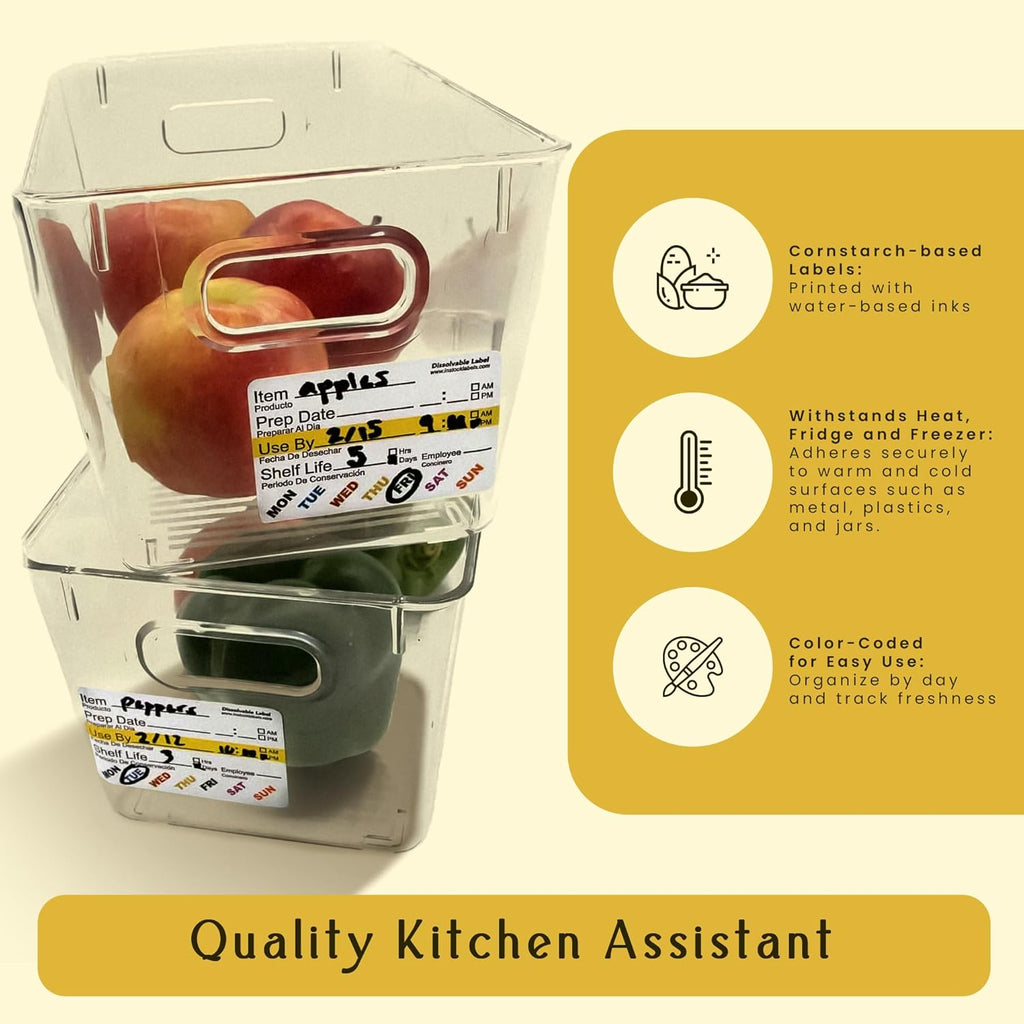 InStockLabels Dissolvable Food Labels - 2” x 3” (2500 Labels) - Rotation Food Stickers for Kitchen & Restaurant Supplies - Ideal for Jar, Containers and Freezer Storage, Kitchen Stickers