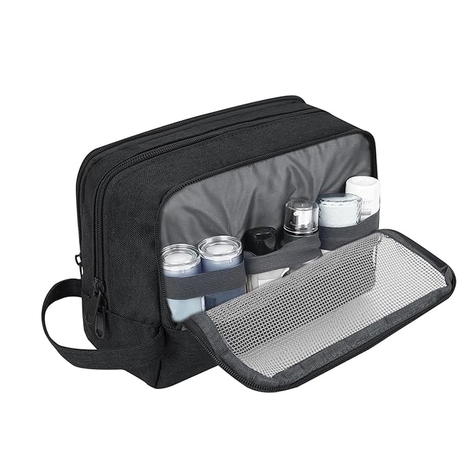 Toiletry Bag for Men Hanging Dopp Kit Water Resistant Shaving Bag Small Toiletry Bag for Traveling (Denim Pure Black)