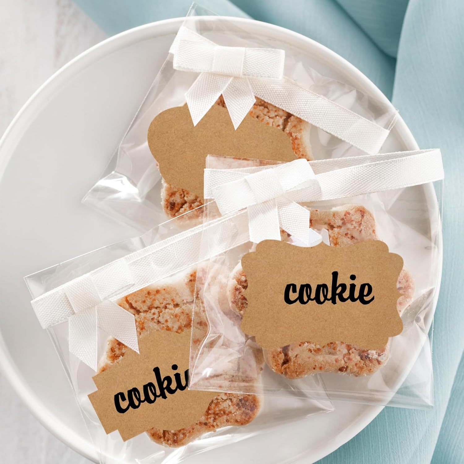 Dark Kraft Labels Stickers, 250 PCS 3" x 2" Fancy Shape Stickers Labels for Storage Box or Food Jars Holiday Present Stickers Christmas Gift Tags