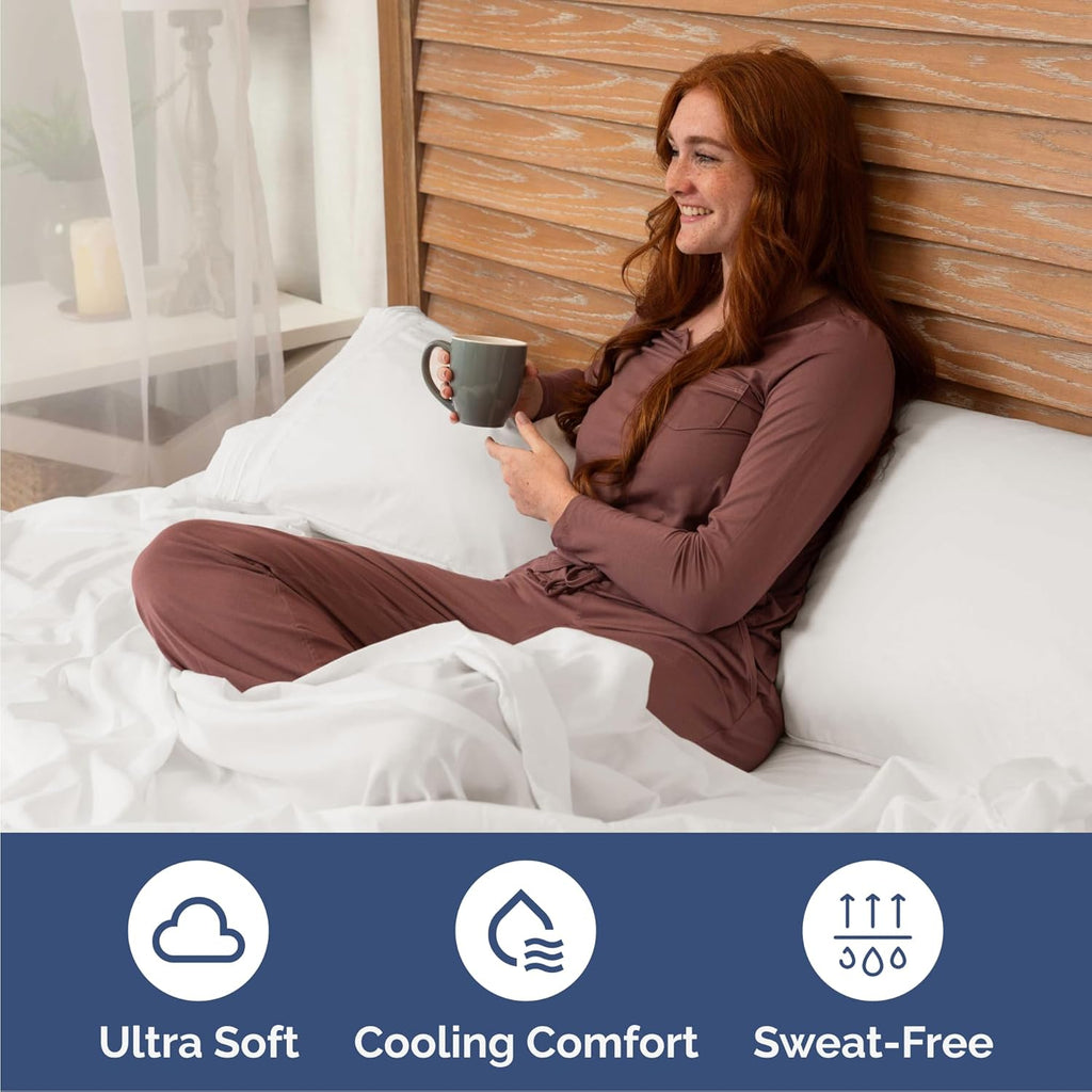 Cal King Size 4 Piece Sheet Set - Comfy Breathable & Cooling Bed Sheets Set - Hotel Luxury Bedding for Women, Men, Kids, Teens, Boys & Girls - Deep Pockets and Wrinkle Free - Oeko-Tex - Antique White