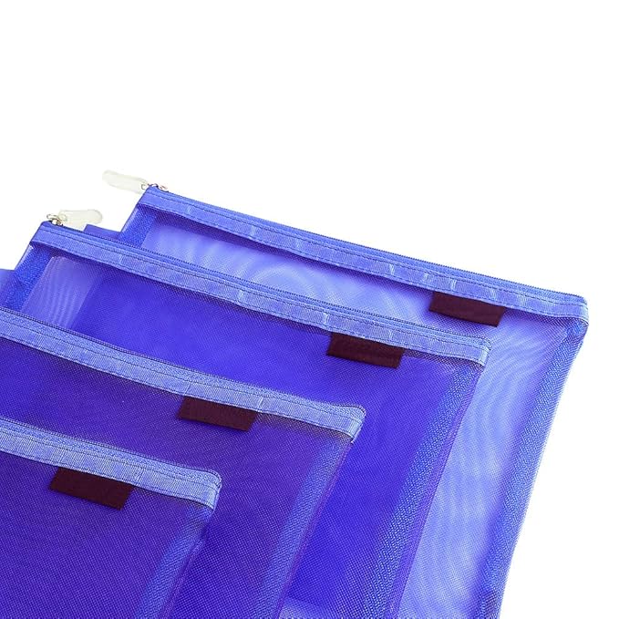 Clear Cosmetic Bags Zip Makeup Mesh Bags Pencil Case Pouch Travel Toiletry Kit Set Storage Case (Dark Blue)