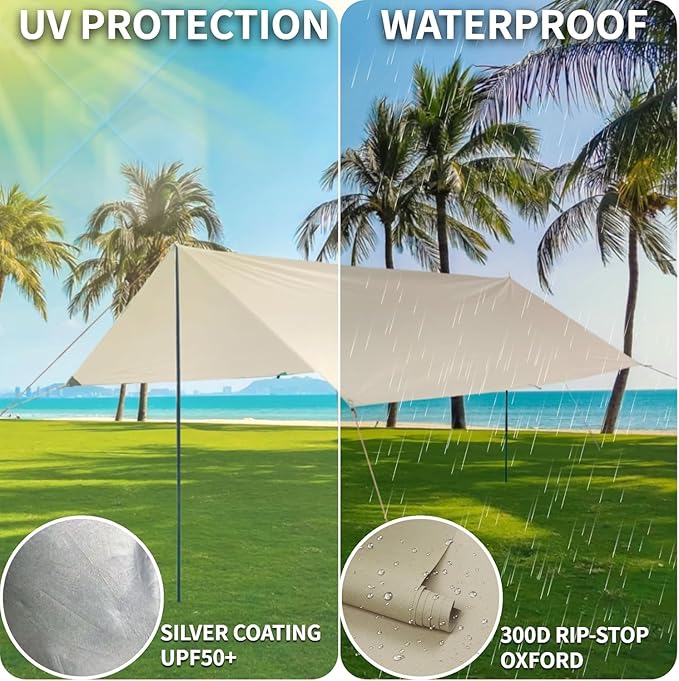 DANCHEL OUTDOOR B2 Waterproof Glamping Yurts for All Year Living with Stove Jack for 4/6 Person, Portable 4 Season Bell Tent for Camping Hot Tent 300D Oxford Nylon Glamping Accessories,13ft/16.4ft