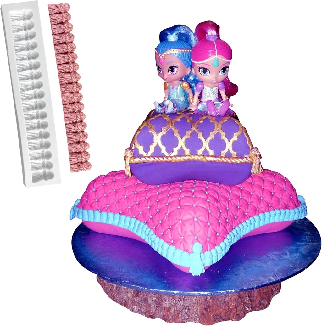 Macrame Tassel Cake Decoration Fondant Border Mold 3pcs, Curtain Chocolate Silicone Molds for Cake Decorating Candy Sugar Craft Flower Paste Cookies Marzipan Butter Gum Clay Resin Gypsum