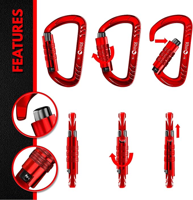 12kN (2697 lbs) Heavy Duty, Locking, Auto Locking, Wiregate Carabiner Clips, for Securing Pets, Outdoor, Camping, Hiking, Hammock, Dog Leash Harness, Keychains